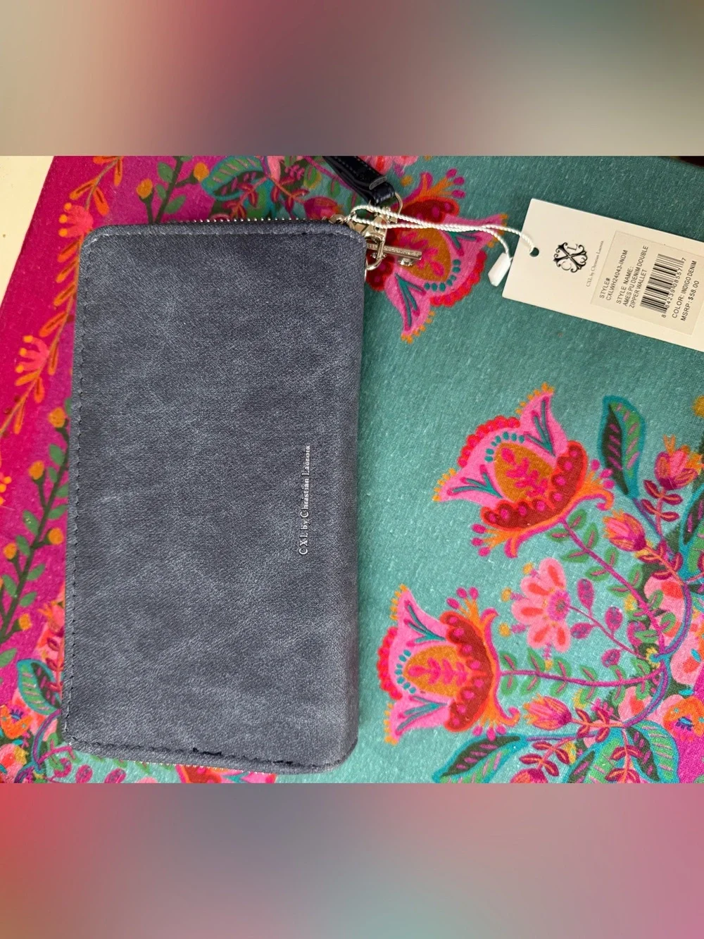 Faux Suede Wristlet Clutch - Gray